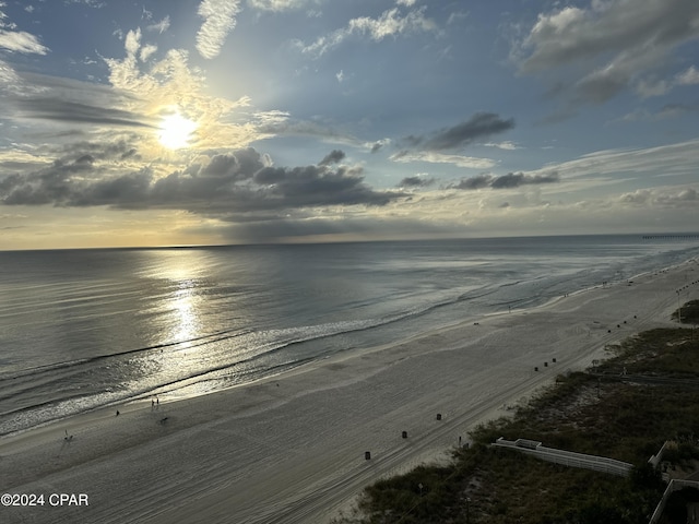 property view of water featuring a view of the beach