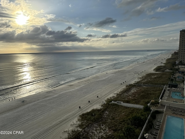 view of water feature featuring a view of the beach