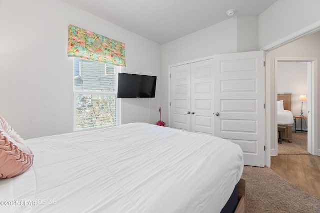 bedroom featuring a closet and wood finished floors