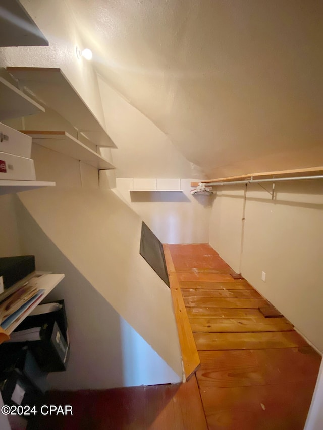 walk in closet with light wood-type flooring