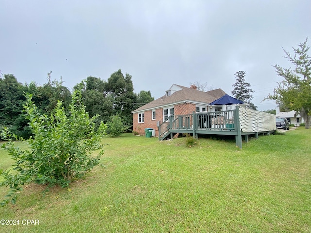 exterior space with a lawn and a deck