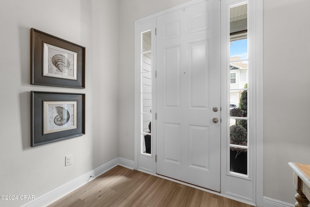 foyer entrance featuring light wood-type flooring