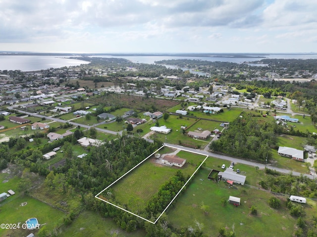 bird's eye view featuring a water view