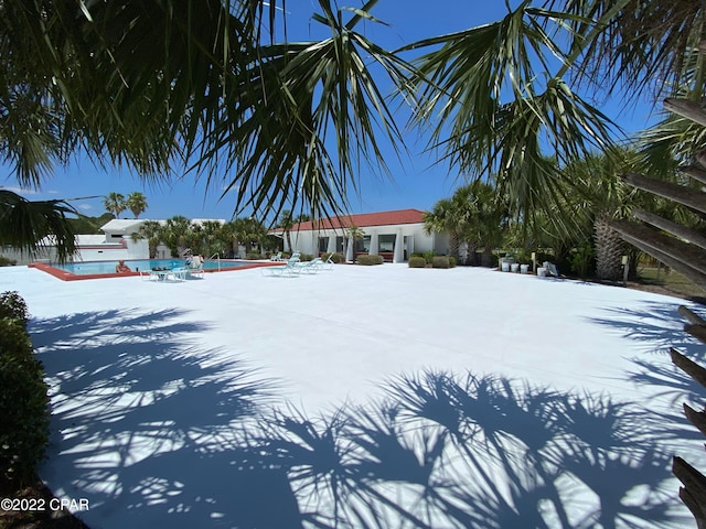 view of yard covered in snow