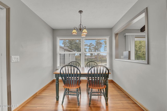 dining room featuring a chandelier and light hardwood / wood-style floors