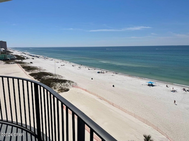 property view of water featuring a view of the beach