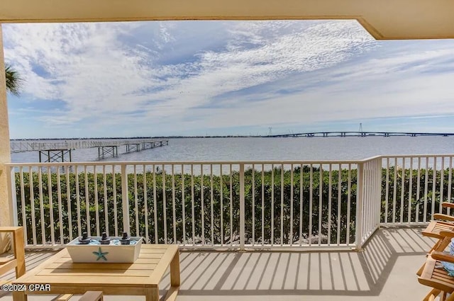 balcony with a water view