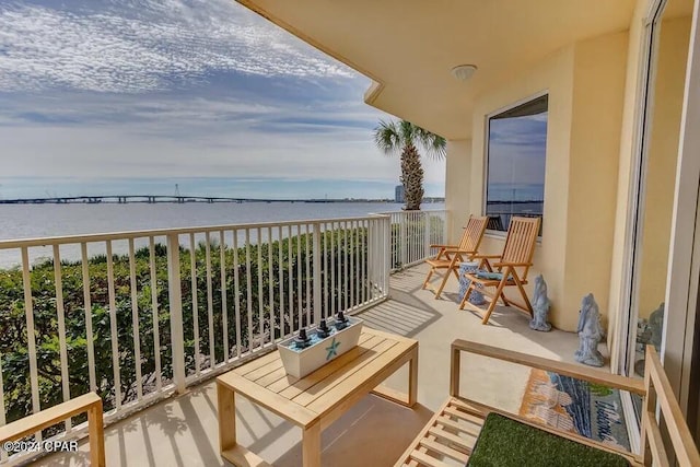 balcony with a water view