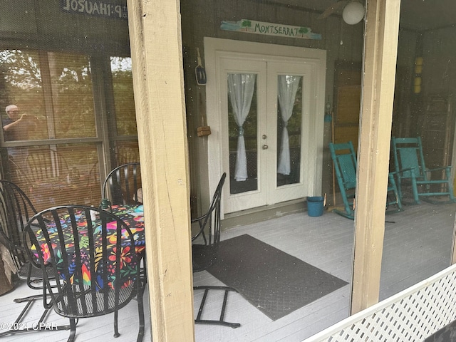 doorway to property featuring french doors