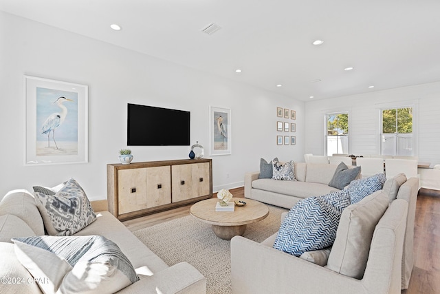 living room with hardwood / wood-style floors