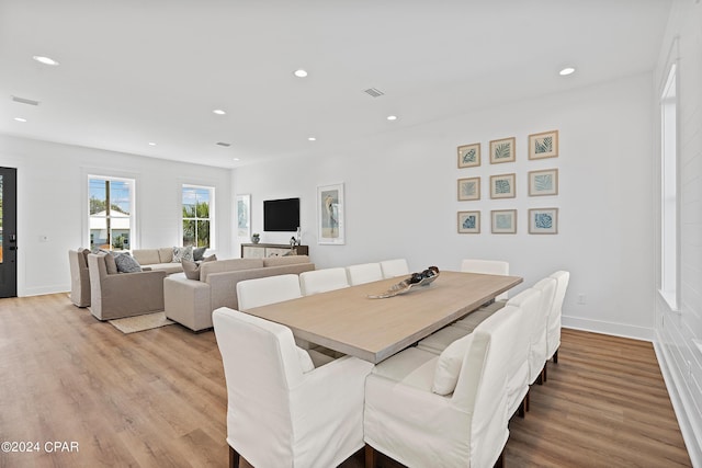 dining room featuring light wood-type flooring