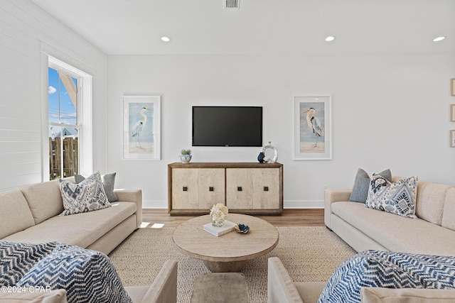 living room featuring light hardwood / wood-style flooring