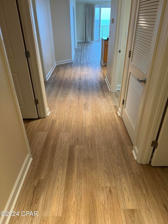 hallway featuring light wood-type flooring