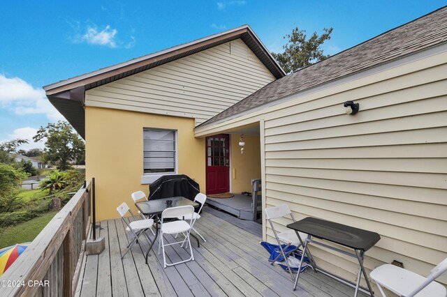 deck featuring area for grilling