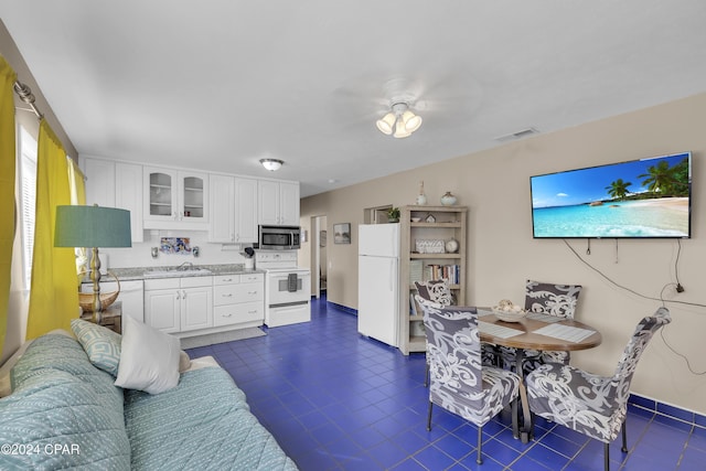 living room featuring sink