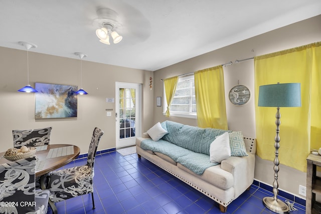 view of tiled living room