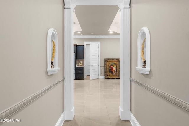 corridor with light tile patterned floors