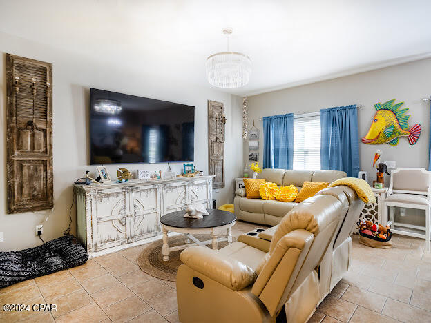 view of tiled living room