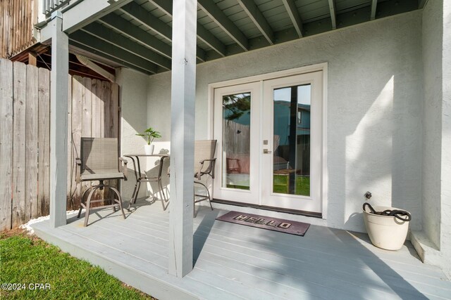 doorway to property with french doors