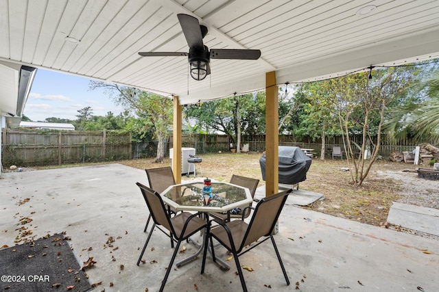 view of patio / terrace featuring grilling area and ceiling fan