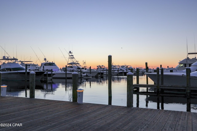 view of dock featuring a water view