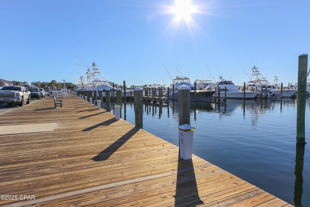 view of dock featuring a water view