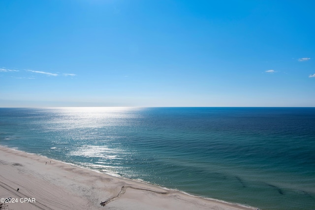 property view of water featuring a view of the beach