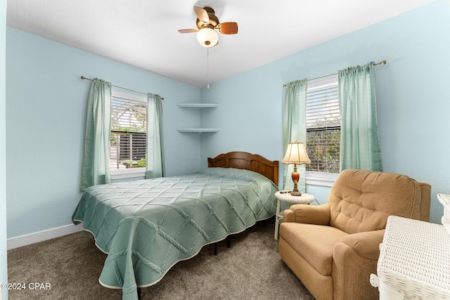 bedroom with carpet and ceiling fan