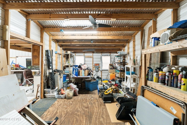 storage area with ceiling fan