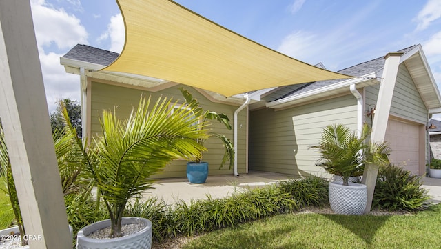 exterior space featuring a garage