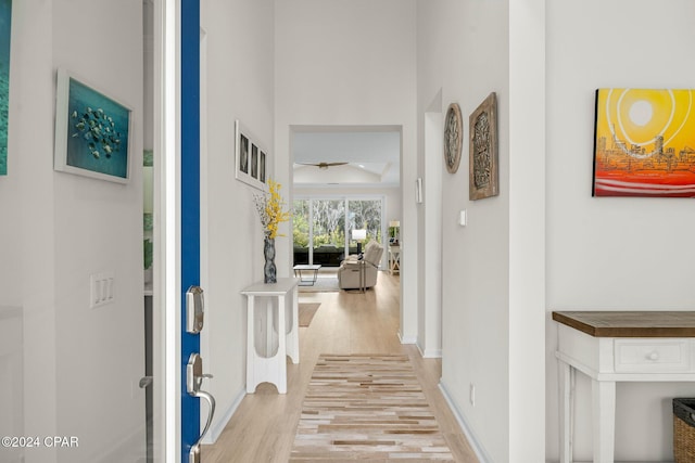 hallway featuring light wood-type flooring