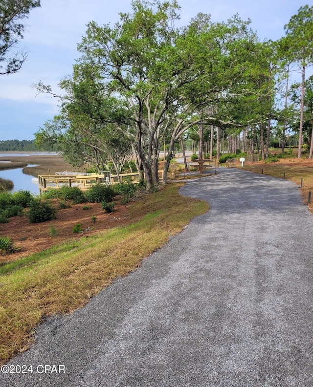 view of street featuring a water view