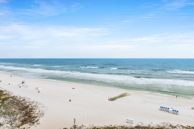 property view of water featuring a beach view