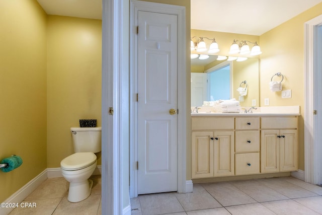 bathroom with tile patterned floors, toilet, and vanity