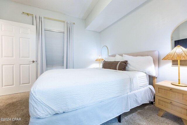 carpeted bedroom with a closet