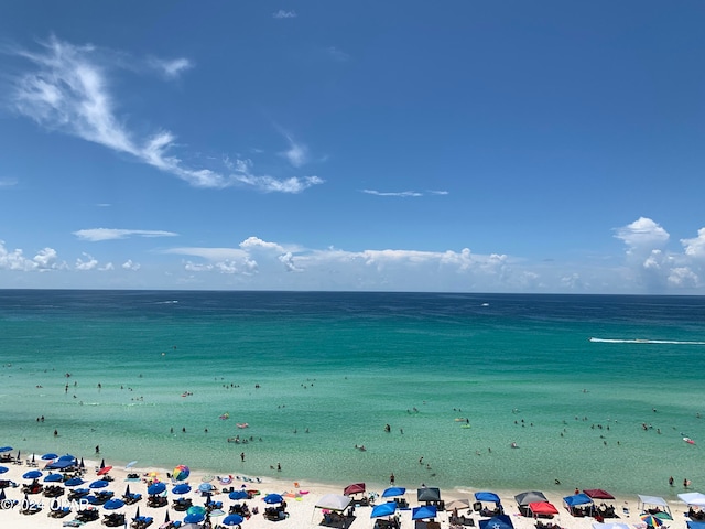 view of water feature featuring a view of the beach