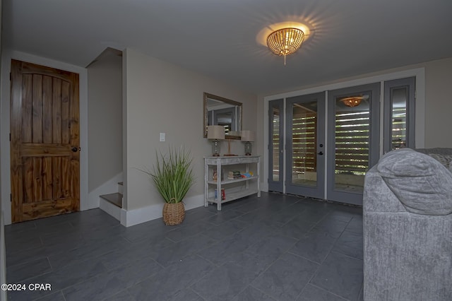 interior space with french doors and a patio