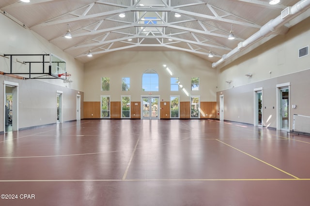 view of sport court with plenty of natural light