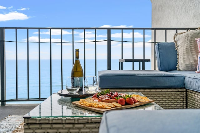 balcony with a water view