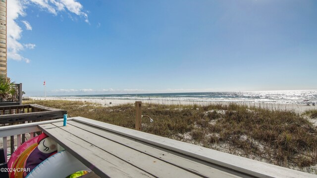 view of water feature featuring a beach view