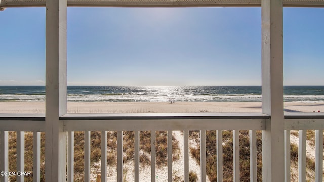 property view of water featuring a view of the beach