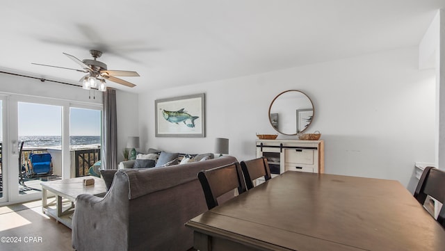 living room with ceiling fan