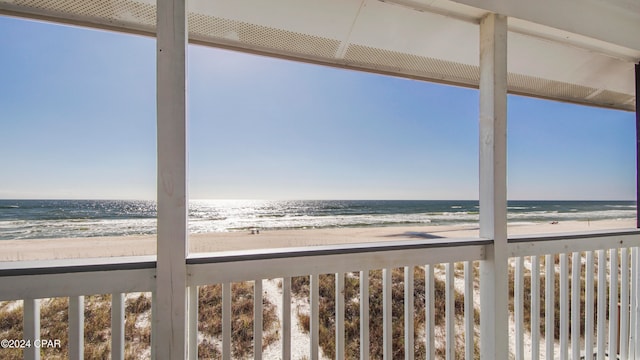 property view of water with a beach view