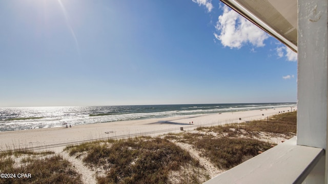 property view of water with a beach view