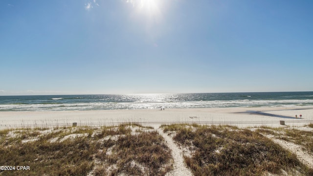 view of water feature featuring a beach view