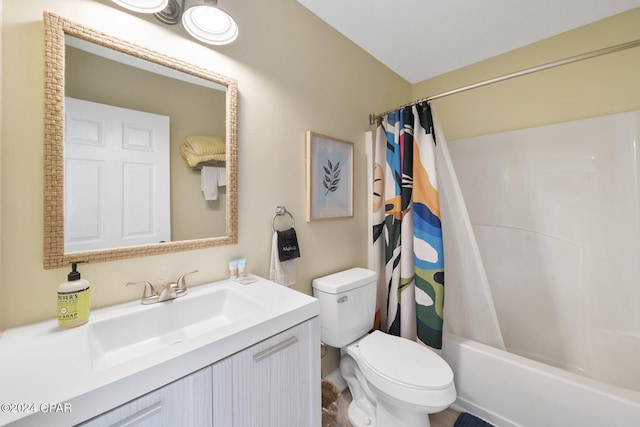 full bathroom with vanity, toilet, and shower / bath combo