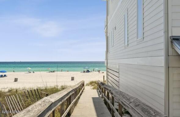 view of water feature featuring a beach view