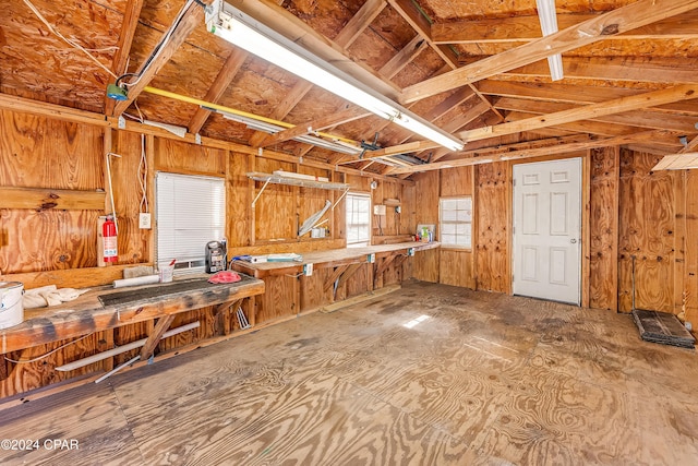 misc room with vaulted ceiling