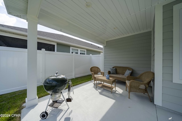 view of patio / terrace with outdoor lounge area and area for grilling