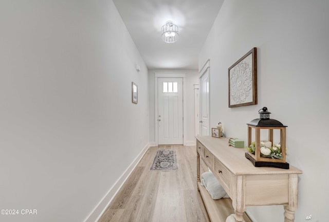 doorway featuring light wood-type flooring